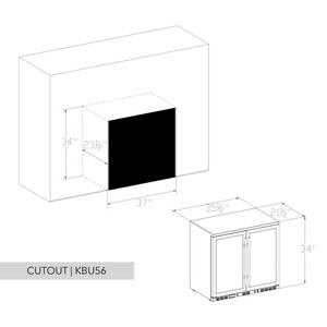 KingsBottle 36" Heating Glass 2 Door Built In Beverage Fridge