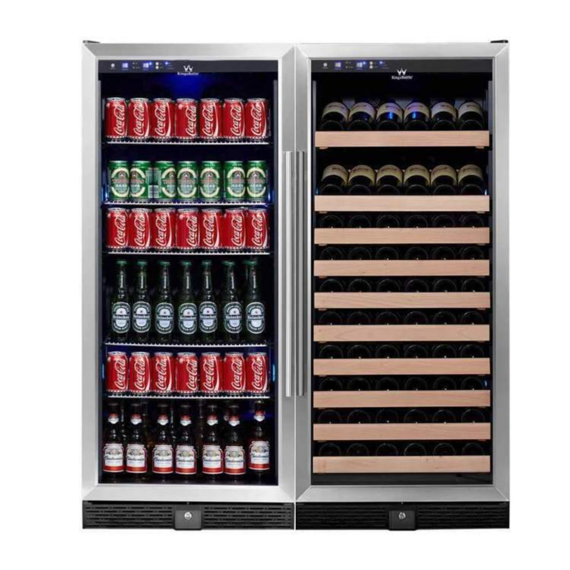 KingsBottle 56" Upright Wine And Beverage Refrigerator Combo With Glass Door