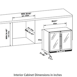 KingsBottle 39" Under Counter Wine And Beer Fridge Combo