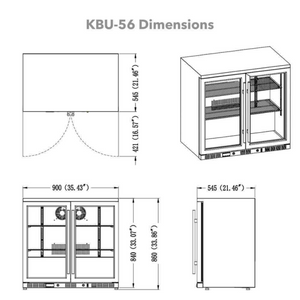 KingsBottle 36" Heating Glass 2 Door Built In Beverage Fridge