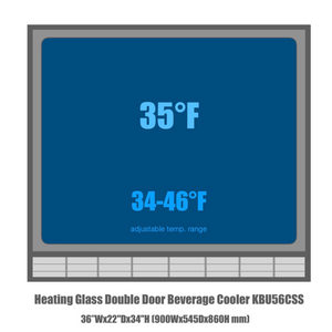 KingsBottle 36" Heating Glass 2 Door Built In Beverage Fridge